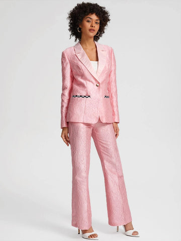 Jacqueline City Single Button Jacquard Blazer & Pants