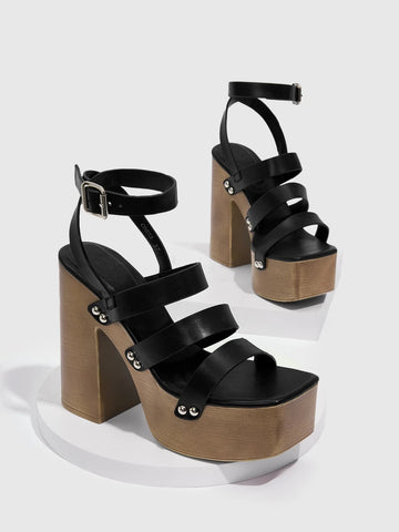 CUCCOO Baddie Collection Platform Chunky Heeled Ankle Strap Sandals