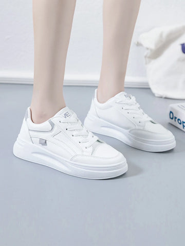 Women Letter Graphic Skate Shoes, Lace-up Front Sporty Sneakers